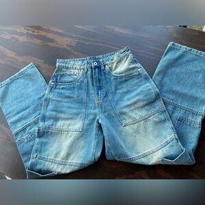 Anthropologie The Ragged Priest Blue Relaxed Wide Fit Jeans with Natural Fading